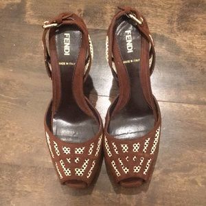 Fendi sandals, size 37, 4", vintage unique style.
